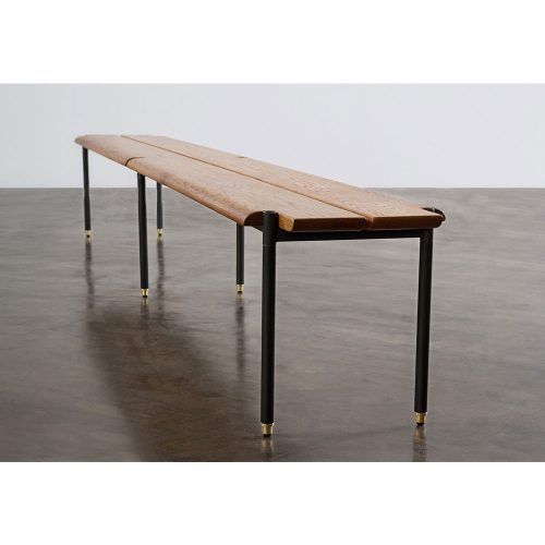 Oak & Brass Stacking Media Console Tables (Photo 2 of 20)