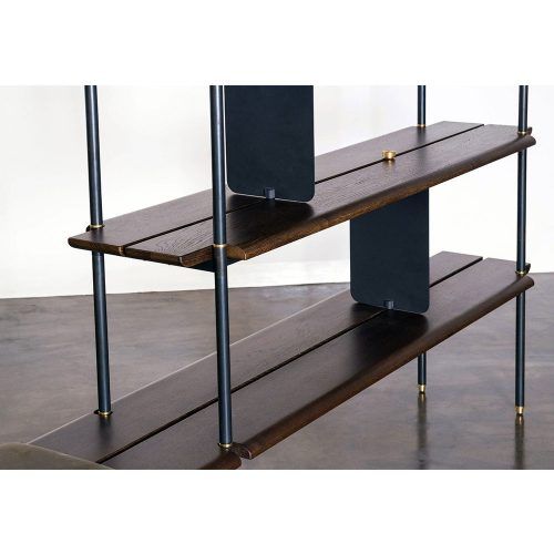 Oak & Brass Stacking Media Console Tables (Photo 14 of 20)