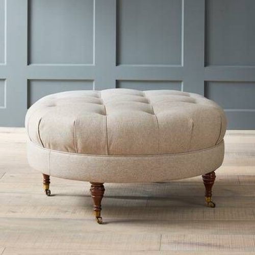 Linen Sandstone Tufted Fabric Cocktail Ottomans (Photo 4 of 20)