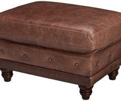 2024 Latest Brown Faux Leather Tufted Round Wood Ottomans