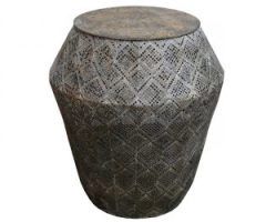 20 Collection of Beige and White Ombre Cylinder Pouf Ottomans