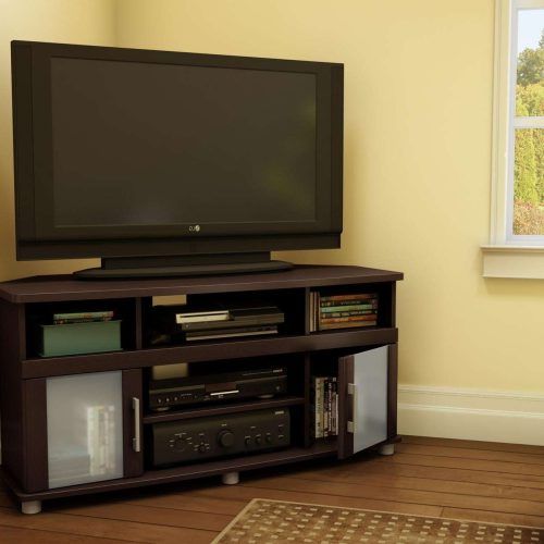 Black Corner Tv Cabinets With Glass Doors (Photo 11 of 20)
