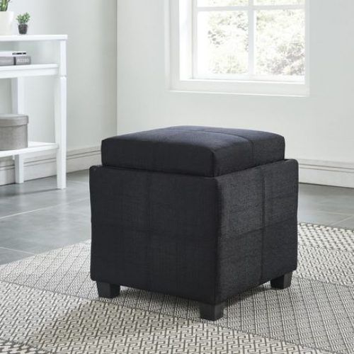 Black And Natural Cotton Pouf Ottomans (Photo 10 of 20)