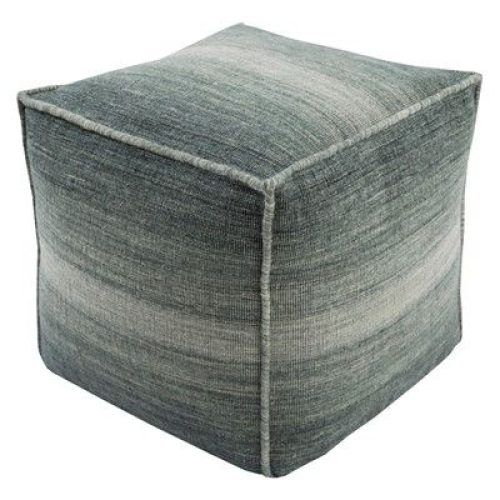Charcoal And Light Gray Cotton Pouf Ottomans (Photo 16 of 20)