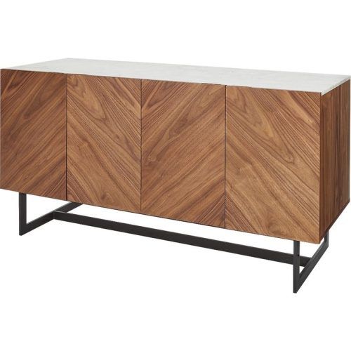 Media Console Cabinet Tv Stands With Hidden Storage Herringbone Pattern Wood Metal (Photo 15 of 20)