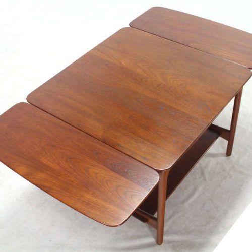 Aulbrey Butterfly Leaf Teak Solid Wood Trestle Dining Tables (Photo 16 of 20)