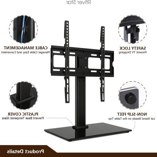 Rfiver Universal Floor Tv Stands Base Swivel Mount With Height Adjustable Cable Management (Photo 11 of 20)