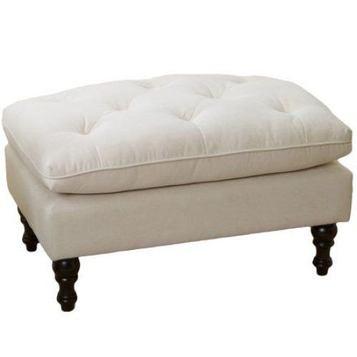 Cream Fabric Tufted Oval Ottomans (Photo 9 of 20)