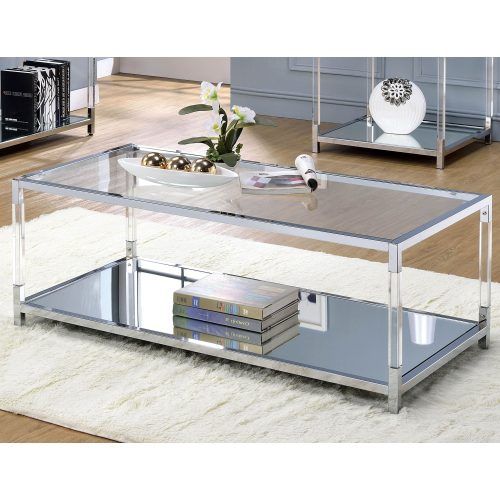 Contemporary Chrome Glass Top And Mirror Shelf Coffee Tables (Photo 5 of 20)