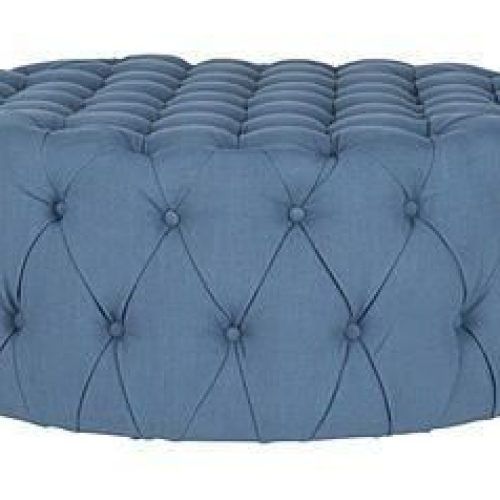 Blue Fabric Tufted Surfboard Ottomans (Photo 5 of 20)