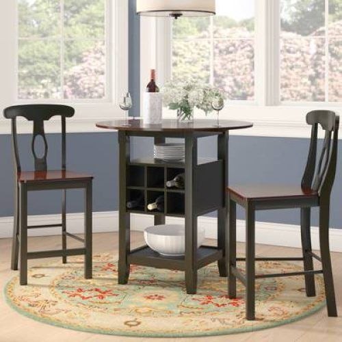 Bettencourt 3 Piece Counter Height Solid Wood Dining Sets (Photo 12 of 20)