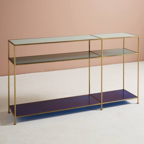 Elke Glass Console Tables With Brass Base (Photo 18 of 20)