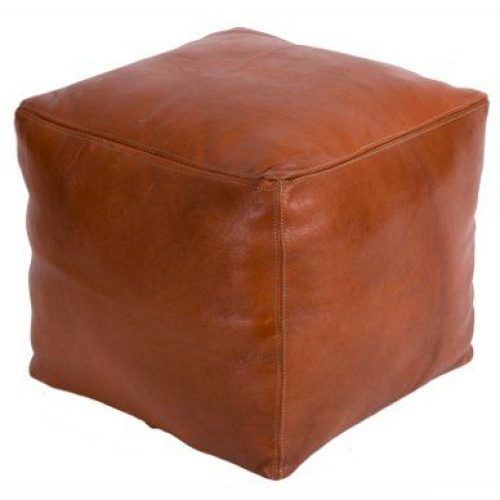 Dark Brown Leather Pouf Ottomans (Photo 11 of 20)