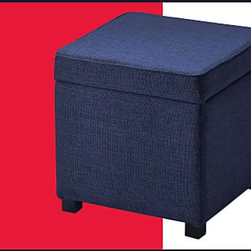Navy And Dark Brown Jute Pouf Ottomans (Photo 1 of 20)