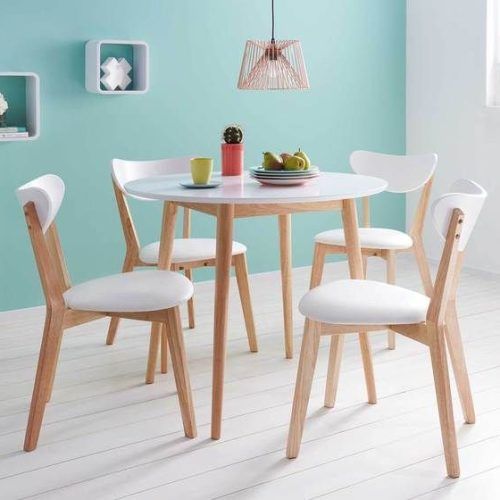 Valencia 5 Piece Round Dining Sets With Uph Seat Side Chairs (Photo 12 of 20)
