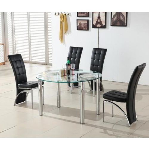 Round Black Glass Dining Tables And 4 Chairs (Photo 12 of 20)