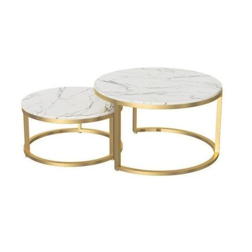 White Marble And Gold Coffee Tables (Photo 16 of 20)