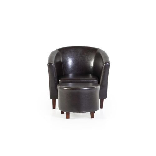 Faux Leather Barrel Chair And Ottoman Sets (Photo 11 of 20)