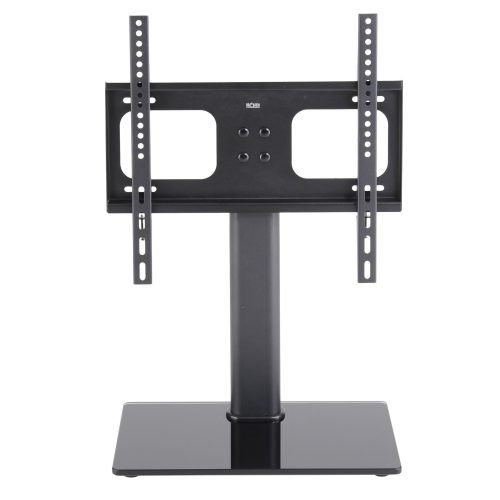 Rfiver Black Tabletop Tv Stands Glass Base (Photo 10 of 20)