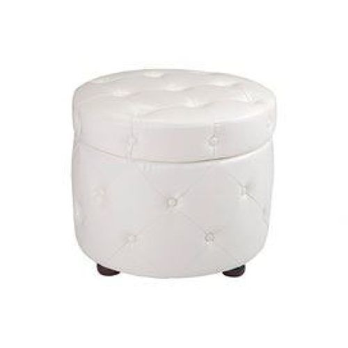 Gold And White Leather Round Ottomans (Photo 9 of 20)
