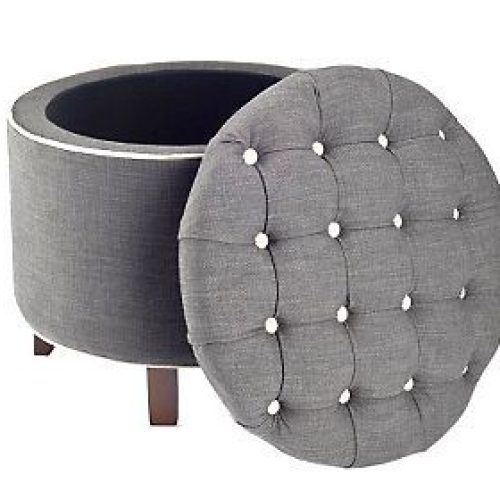 Fabric Tufted Storage Ottomans (Photo 16 of 19)