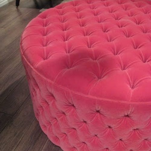 Pink Fabric Banded Ottomans (Photo 15 of 20)