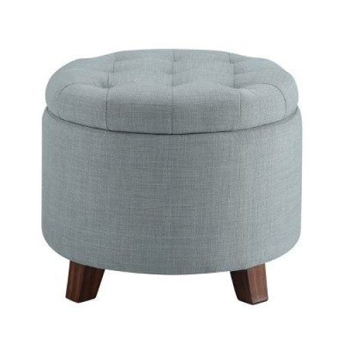 Light Gray Tufted Round Wood Ottomans With Storage (Photo 6 of 20)