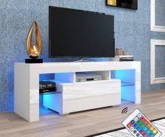 2024 Best of Ktaxon Modern High Gloss Tv Stands with Led Drawer and Shelves