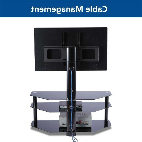 Rfiver Universal Floor Tv Stands Base Swivel Mount With Height Adjustable Cable Management (Photo 20 of 20)