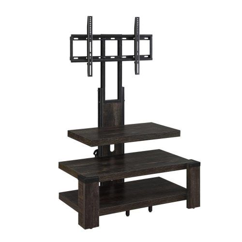 Whalen Furniture Black Tv Stands For 65" Flat Panel Tvs With Tempered Glass Shelves (Photo 5 of 20)