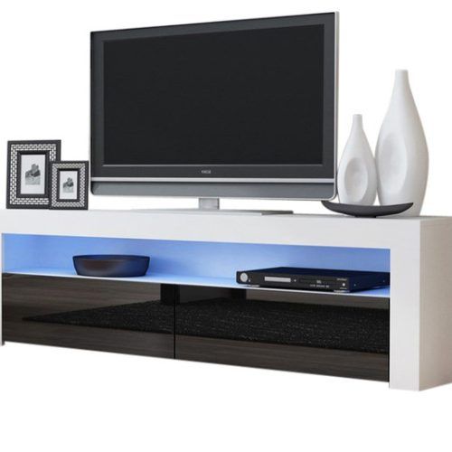 57'' Tv Stands With Led Lights Modern Entertainment Center (Photo 4 of 20)