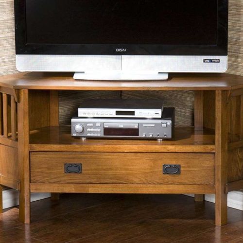 Corner Oak Tv Stands For Flat Screen (Photo 5 of 15)