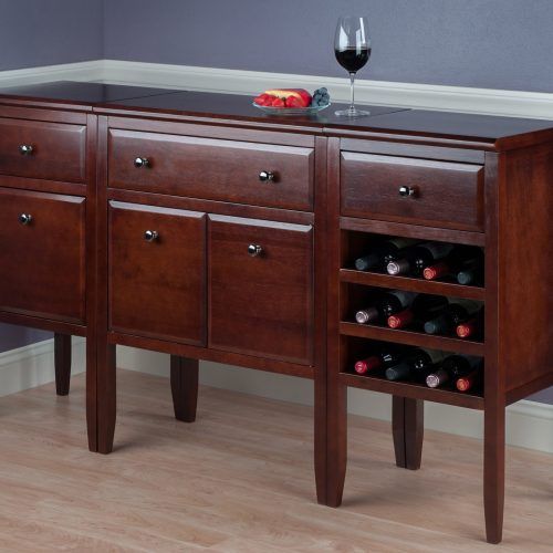 Solid And Composite Wood Buffets In Cappuccino Finish (Photo 3 of 20)
