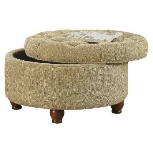 Brown Fabric Tufted Surfboard Ottomans (Photo 2 of 20)