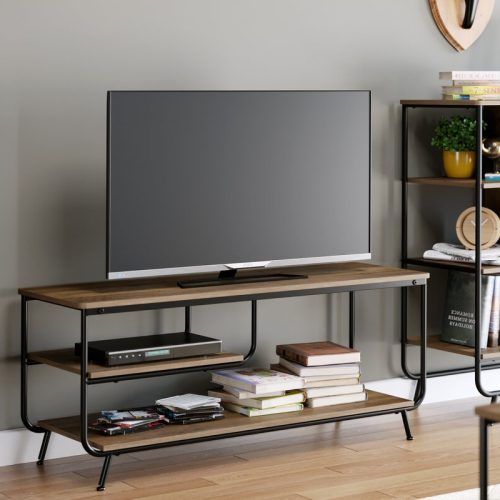 Industrial Tv Stands With Metal Legs Rustic Brown (Photo 14 of 20)