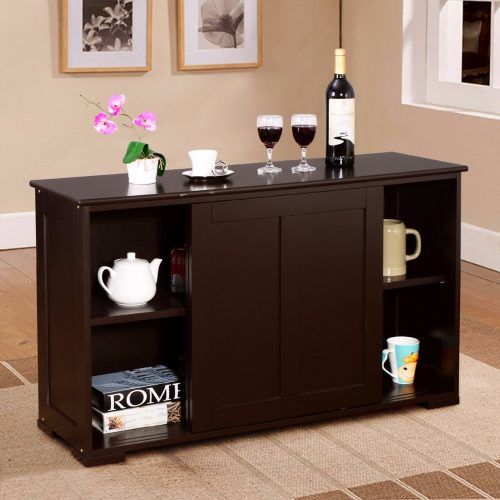 Contemporary Style Wooden Buffets With Two Side Door Storage Cabinets (Photo 3 of 20)
