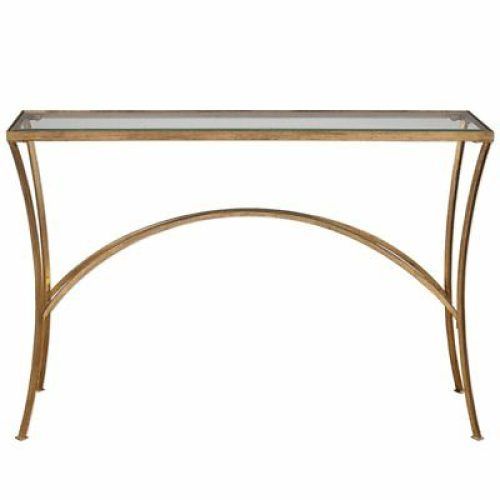 Geometric Glass Top Gold Console Tables (Photo 12 of 20)