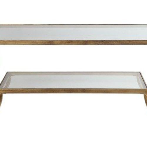 Antiqued Gold Rectangular Console Tables (Photo 3 of 20)