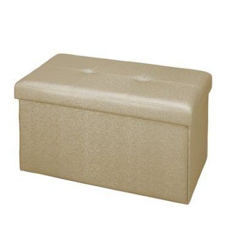 Gold Faux Leather Ottomans With Pull Tab (Photo 2 of 20)