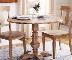 2024 Popular Villani Drop Leaf Rubberwood Solid Wood Pedestal Dining Tables