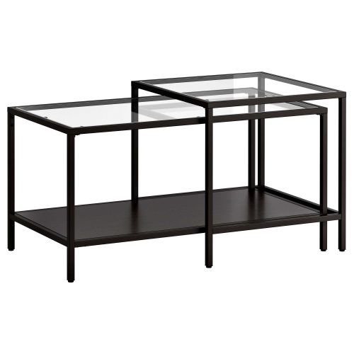 Glass And Black Metal Coffee Table (Photo 6 of 20)