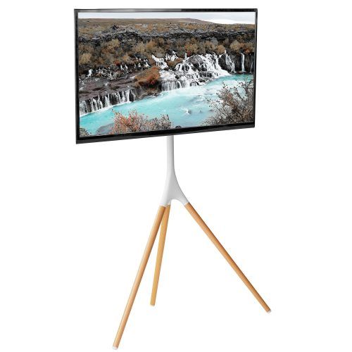 Rfiver Universal Floor Tv Stands Base Swivel Mount With Height Adjustable Cable Management (Photo 18 of 20)