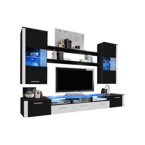 57'' Tv Stands With Led Lights Modern Entertainment Center (Photo 2 of 20)