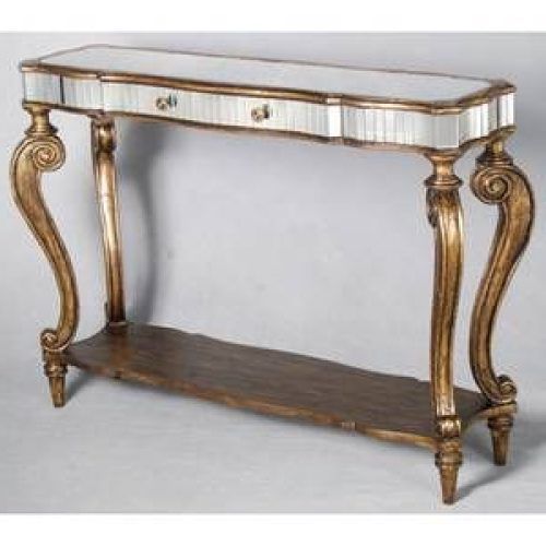 Antiqued Gold Rectangular Console Tables (Photo 13 of 20)