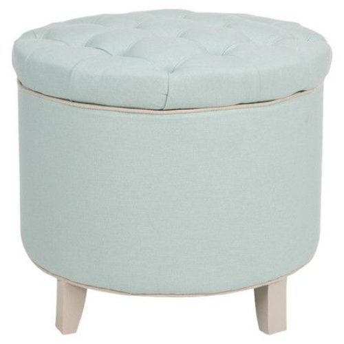 Blue Fabric Tufted Surfboard Ottomans (Photo 16 of 20)
