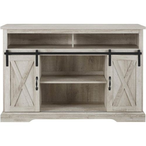 Modern Farmhouse Style 58" Tv Stands With Sliding Barn Door (Photo 20 of 20)