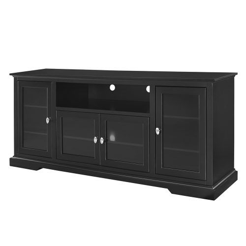 Modern Black Floor Glass Tv Stands For Tvs Up To 70 Inch (Photo 10 of 20)