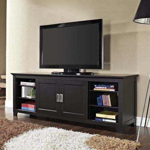 Dark Brown Tv Cabinets With 2 Sliding Doors And Drawer (Photo 10 of 20)