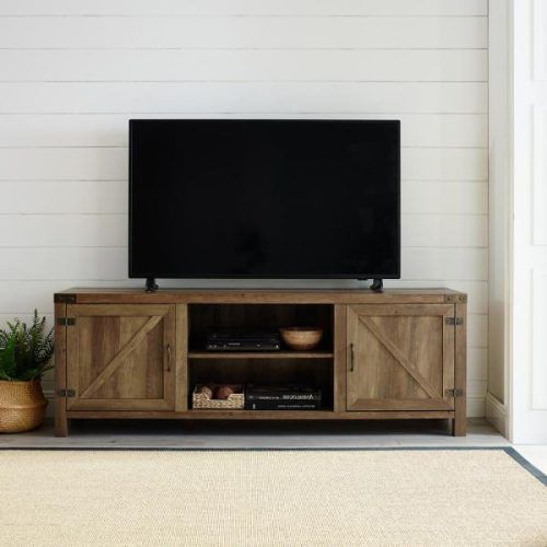 Tv Stands With Sliding Barn Door Console In Rustic Oak (Photo 15 of 20)
