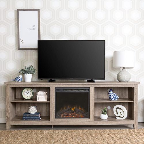Modern Farmhouse Fireplace Credenza Tv Stands Rustic Gray Finish (Photo 20 of 20)